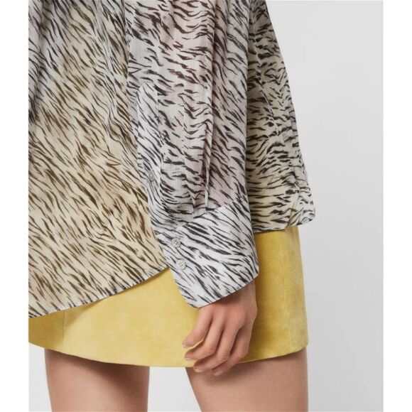 All Saints Bernie Zed Zebra Print Sheer Shirt - Picture 4 of 14